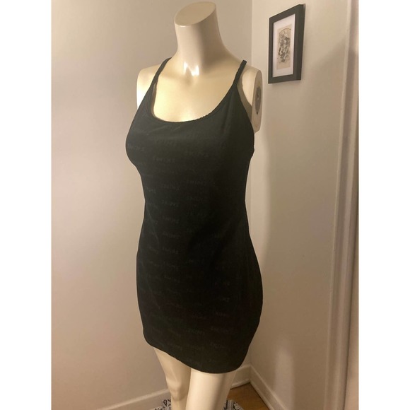 Skims Size Large Logo Velour Dress NWT Mini Black Women's Onyx - Picture 11 of 11